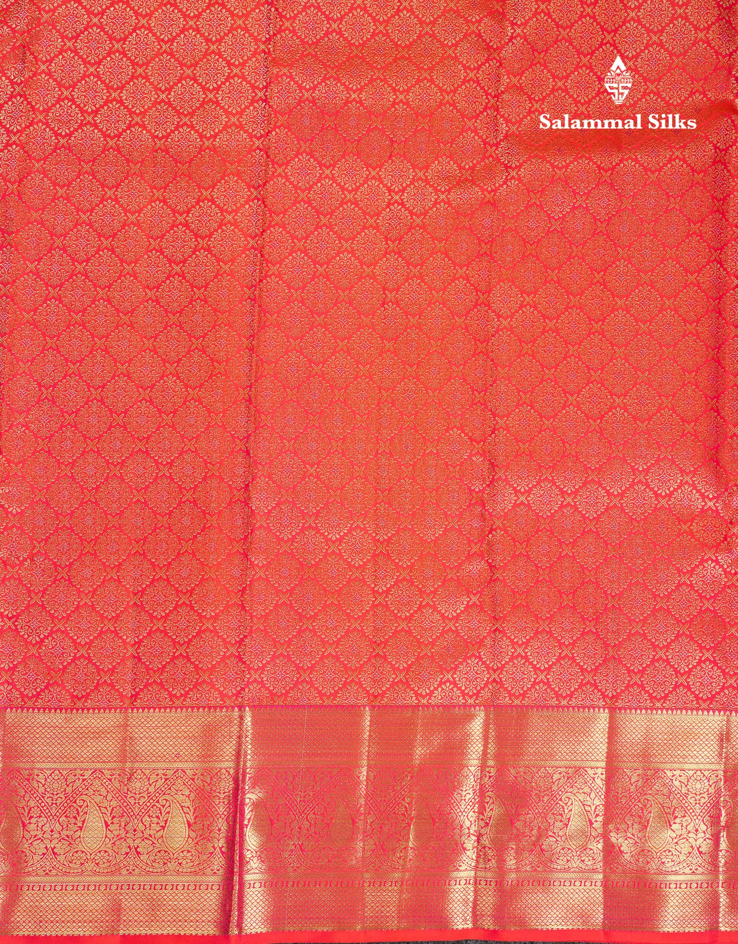 Beautiful Dual Tone Pinkish Orange Bridal Pure Kanjivaram Silk Saree With Contrast Traditional Border