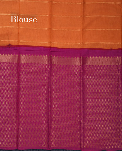 Beautiful Black Sungudi Cotton Saree With Contrast Peach Traditional Long Border