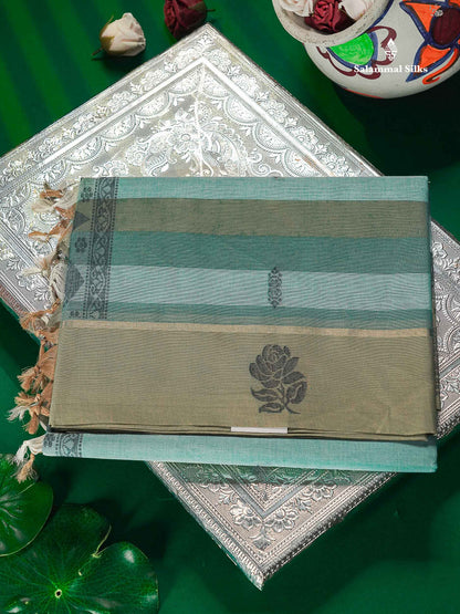 Pure Cotton Saree - Multicolour Body Thread Butta With Fancy Border
