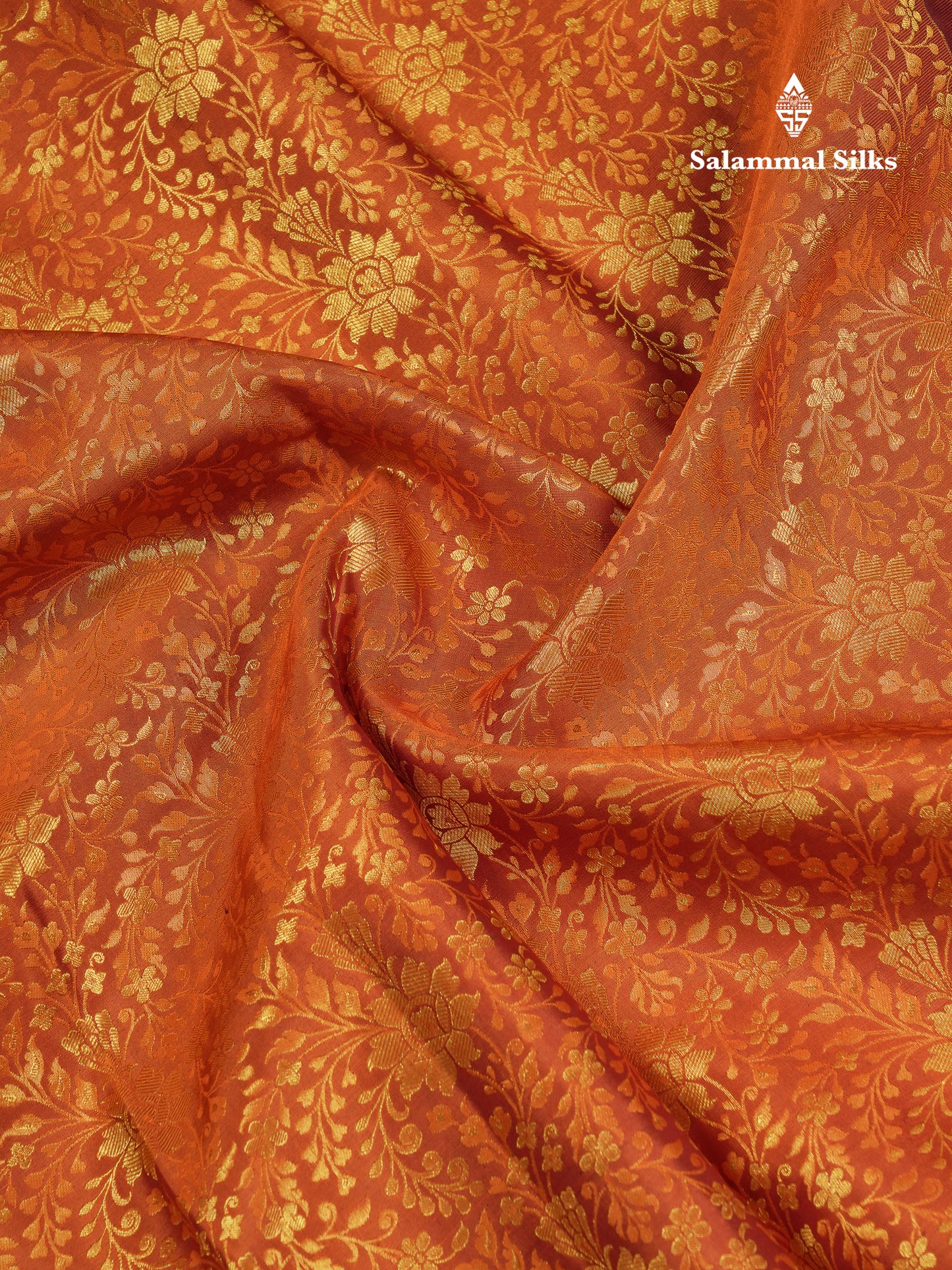 Beautiful Rust Orange Bridal Pure Kanjivaram Silk Saree With Contrast Dark Brown Traditional Evening Morning Border