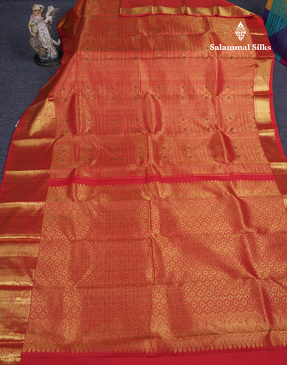 Chilly Red Beautiful Meenakari Work Bridal Pure Kanjivaram Silk Saree With Traditional Evening Morning Border