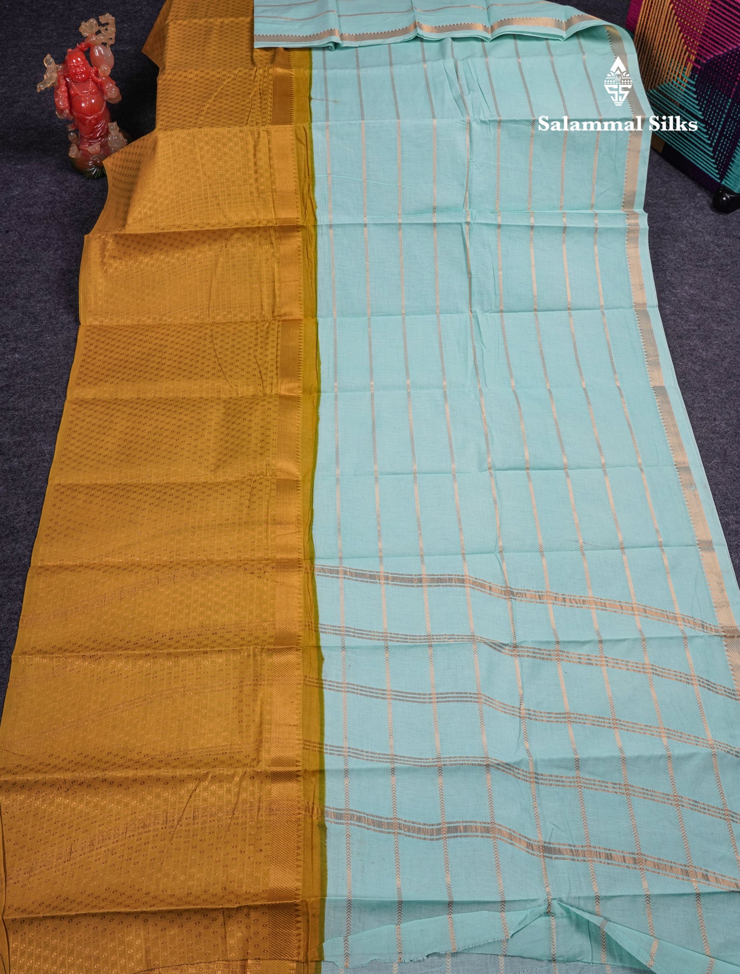 Beautiful Black Sungudi Cotton Saree With Contrast Peach Traditional Long Border