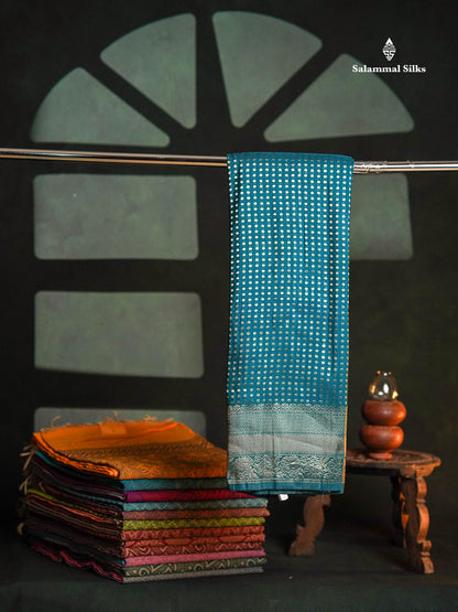 Beautiful Peacock Green Semi Georgette Saree With Fancy Border