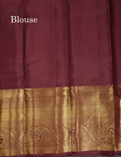 Beautiful Rust Orange Bridal Pure Kanjivaram Silk Saree With Contrast Dark Brown Traditional Evening Morning Border