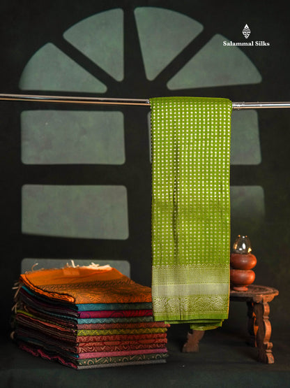 Beautiful Parrot Green Semi Georgette Saree With Fancy Border