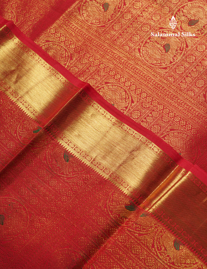 Chilly Red Beautiful Meenakari Work Bridal Pure Kanjivaram Silk Saree With Traditional Evening Morning Border