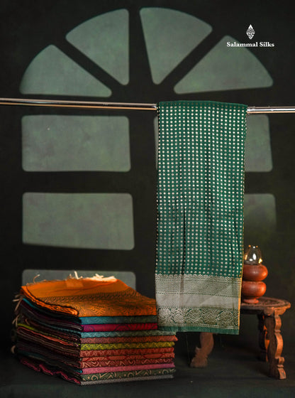 Beautiful Peacock Green Semi Georgette Saree With Fancy Border