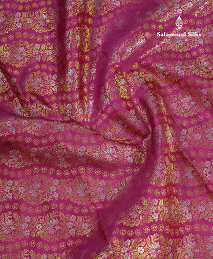 Beautiful Magenta Bridal Pure Kanjivaram Silk Saree With Traditional Evening Morning Border