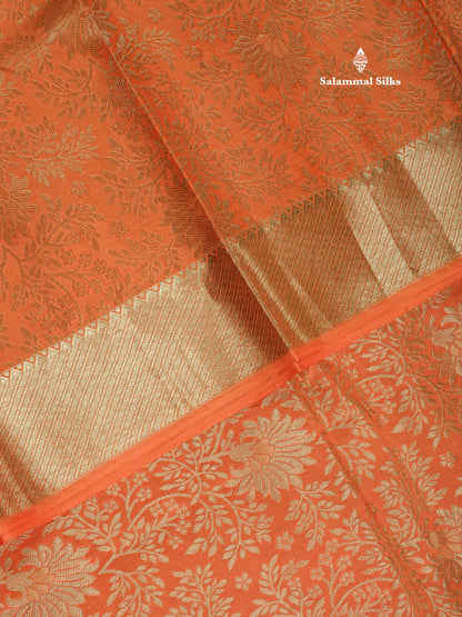 Orange Bridal Pure Kanjivaram Silk Saree With Self Border