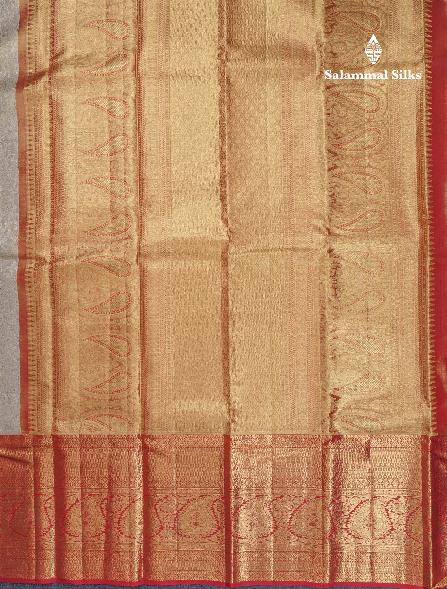 Beautiful Cream Sandal Tissue Bridal Pure Kanjivaram Silk Saree With Contrast Maroon Evening Morning Border