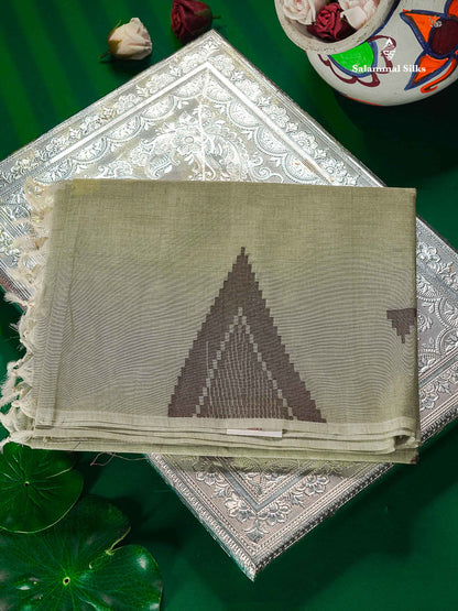 Pure Cotton Saree - Pista Green Colour Body Thread Butta With Fancy Thread Work Temple Border