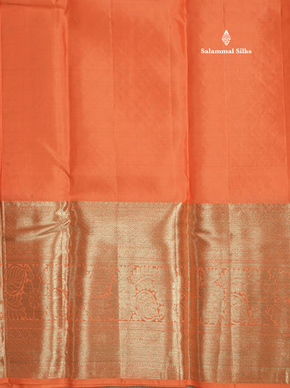 Orange Bridal Pure Kanjivaram Silk Saree With Self Border
