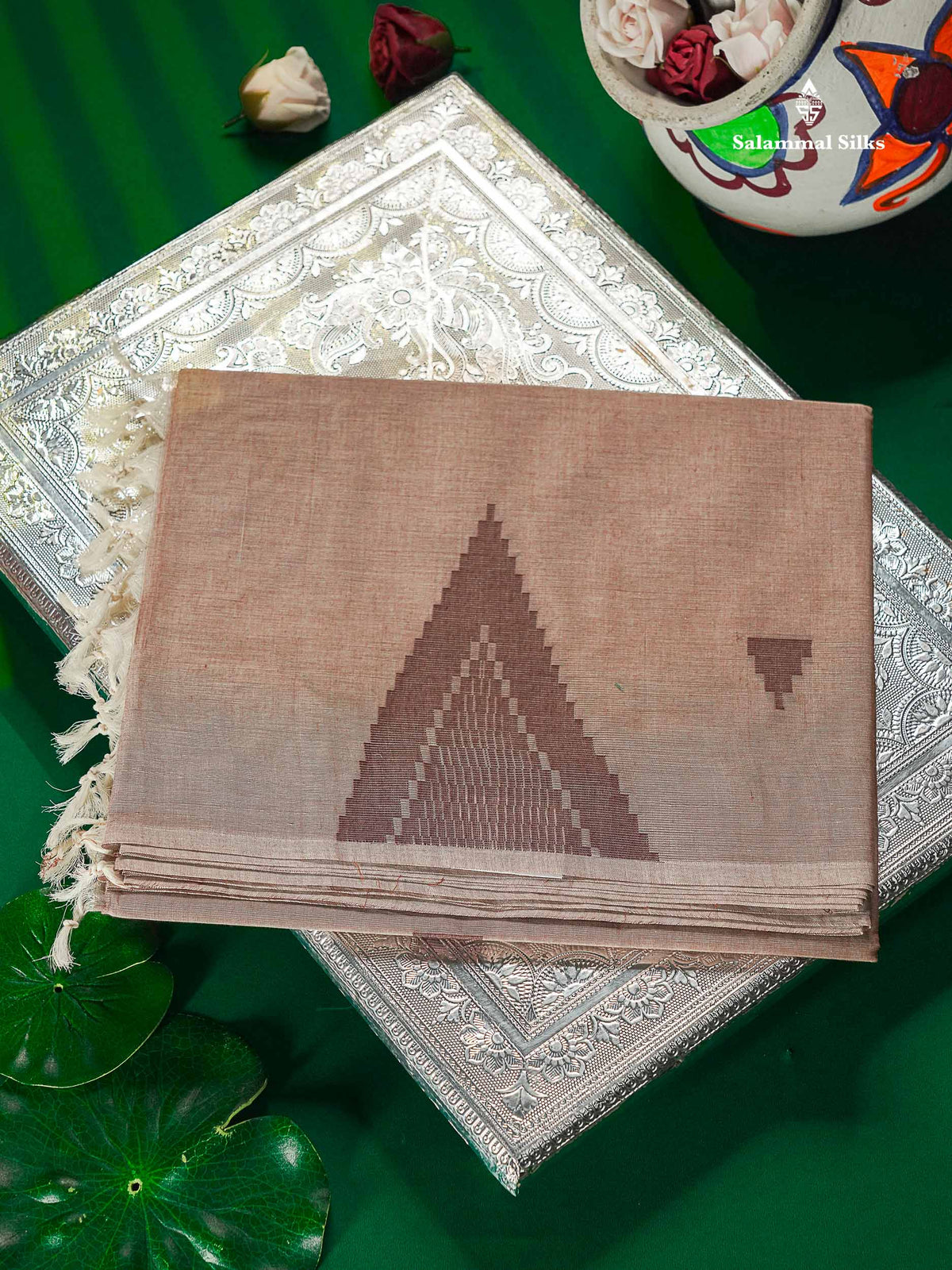 Pure Cotton Saree - Pista Green Colour Body Thread Butta With Fancy Thread Work Temple Border