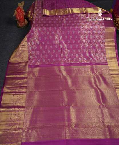 Beautiful Vadamalli Bridal Pure Kanjivaram Silk Saree With Traditional Evening Morning Border