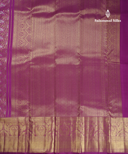 Beautiful Vadamalli Bridal Pure Kanjivaram Silk Saree With Traditional Evening Morning Border