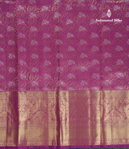 Beautiful Vadamalli Bridal Pure Kanjivaram Silk Saree With Traditional Evening Morning Border