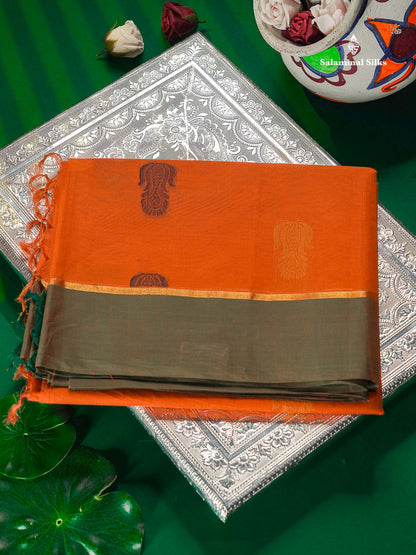 Pure Cotton Saree - Dual Tone Pink Colour Body Thread Work Butta With Pink Plain Border