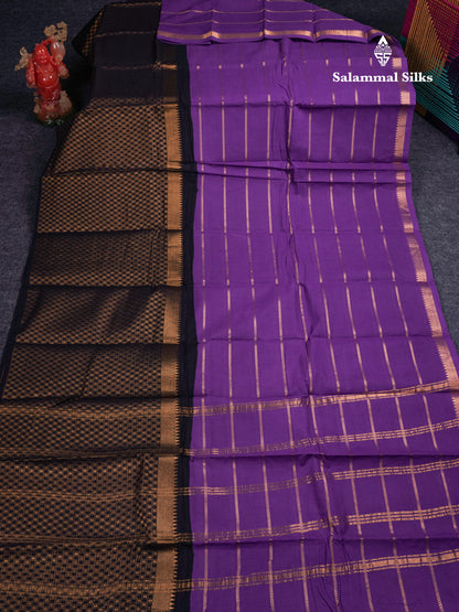 Beautiful Black Sungudi Cotton Saree With Contrast Peach Traditional Long Border
