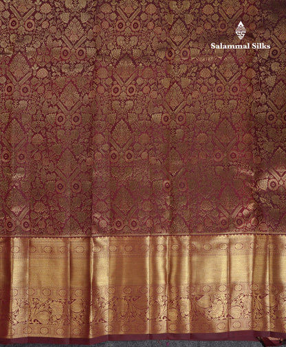 Beautiful Dark Brown Bridal Pure Kanjivaram Silk Saree With Traditional Evening Morning Border