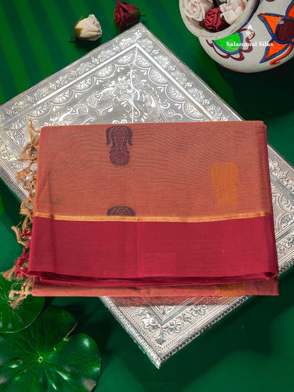 Pure Cotton Saree - Dual Tone Pink Colour Body Thread Work Butta With Pink Plain Border