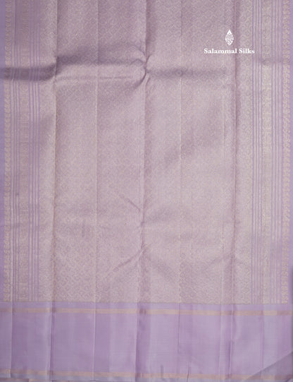 Baby Pink Fancy Gold Silver Zari Lines Pure Kanjivaram Silk Saree With Light Lavander Border