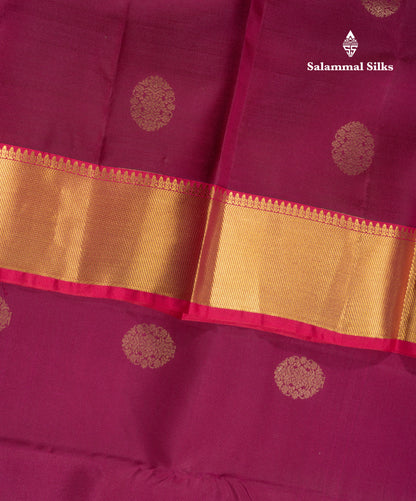 Peacock Green Pure Silk Mix Saree With Contrast Magenta Border