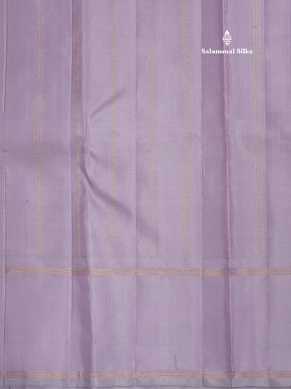 Baby Pink Fancy Gold Silver Zari Lines Pure Kanjivaram Silk Saree With Light Lavander Border