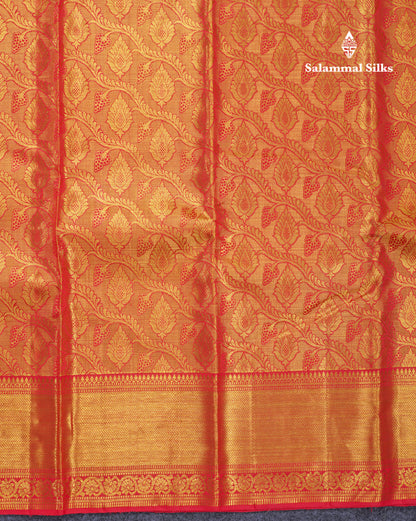 Red Beautiful Meenakari Work Grand Pure Kanjivaram Silk Saree With Self Border