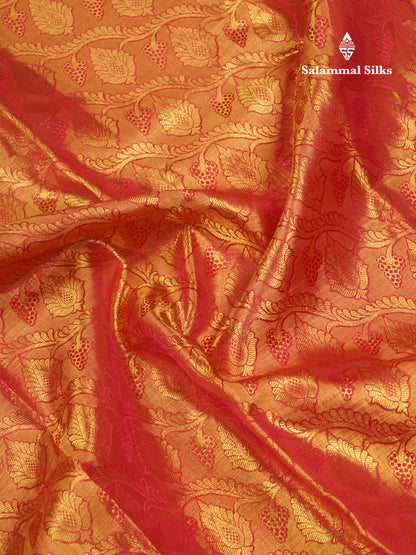 Red Beautiful Meenakari Work Grand Pure Kanjivaram Silk Saree With Self Border