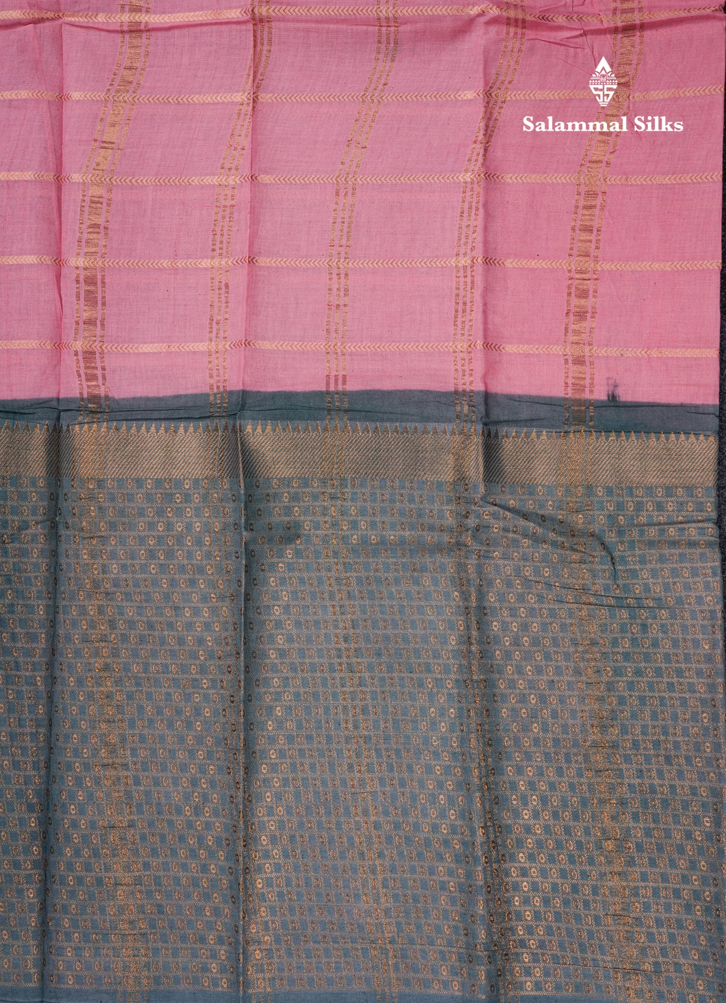 Beautiful Black Sungudi Cotton Saree With Contrast Peach Traditional Long Border