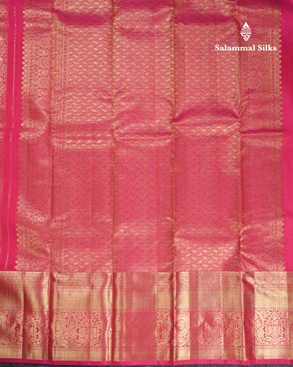 Beautiful Pink Bridal Pure Kanjivaram Silk Saree With Traditional Evening Morning Border
