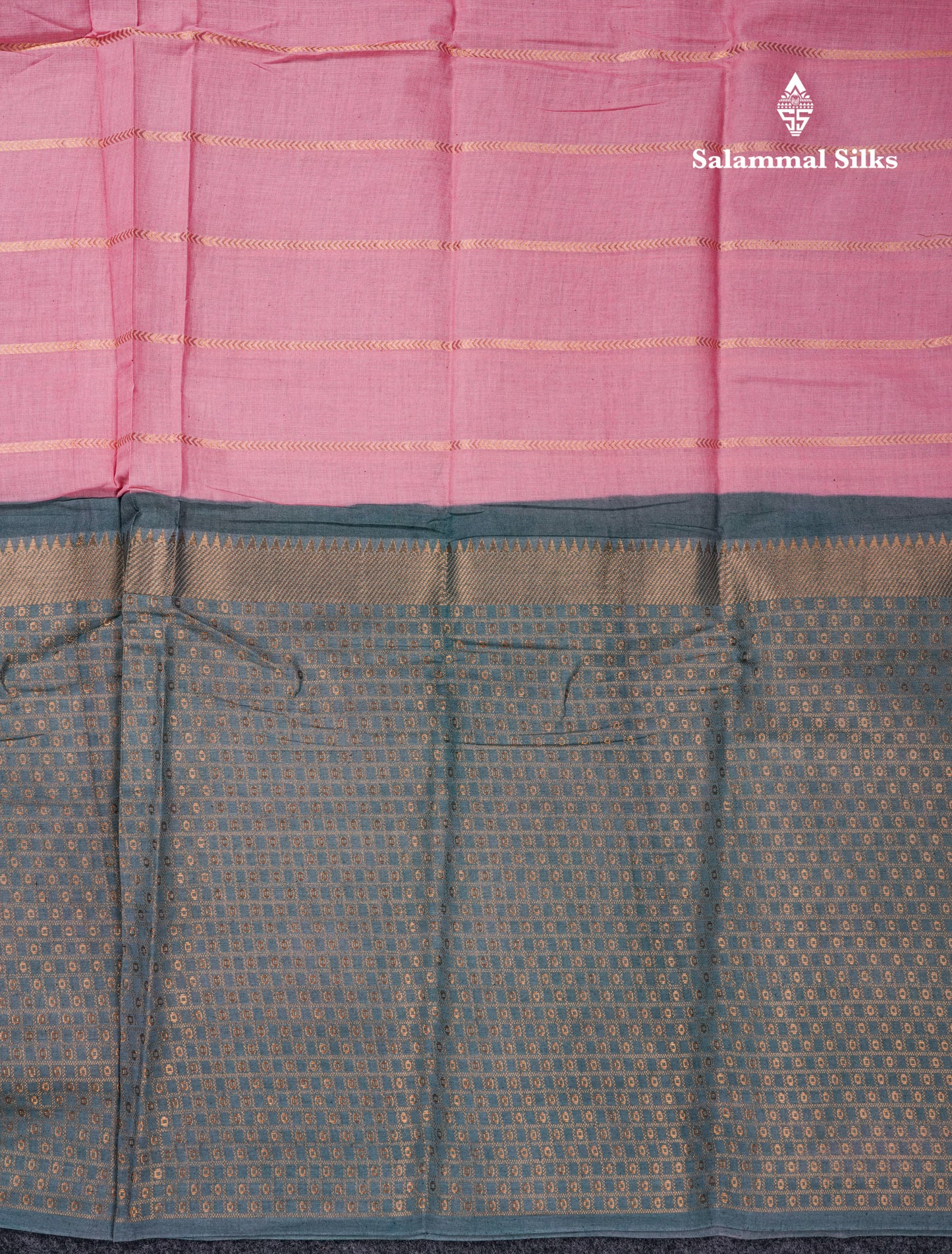 Beautiful Black Sungudi Cotton Saree With Contrast Peach Traditional Long Border