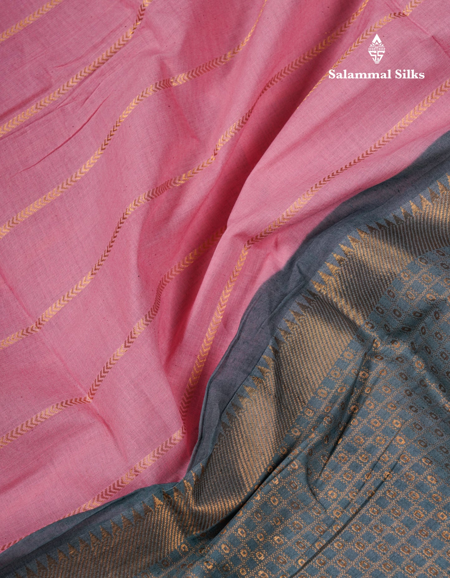 Beautiful Black Sungudi Cotton Saree With Contrast Peach Traditional Long Border