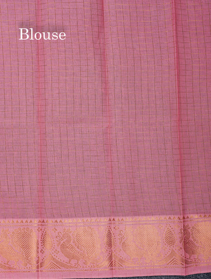 Beautiful Black Sungudi Cotton Saree With Contrast Peach Traditional Long Border