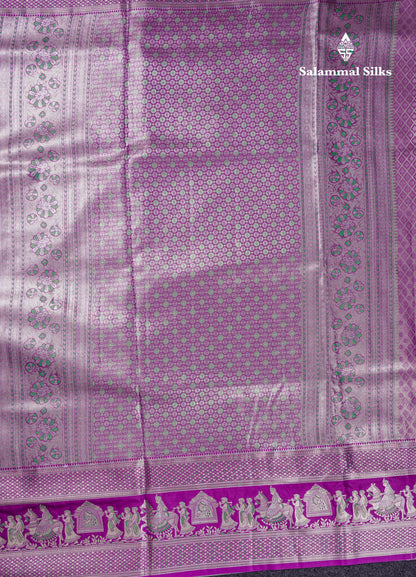 Beautiful Light Green Tissue Silk Mix Saree With Contrast Vadamalli Traditional Pallaku Evening Morning Border