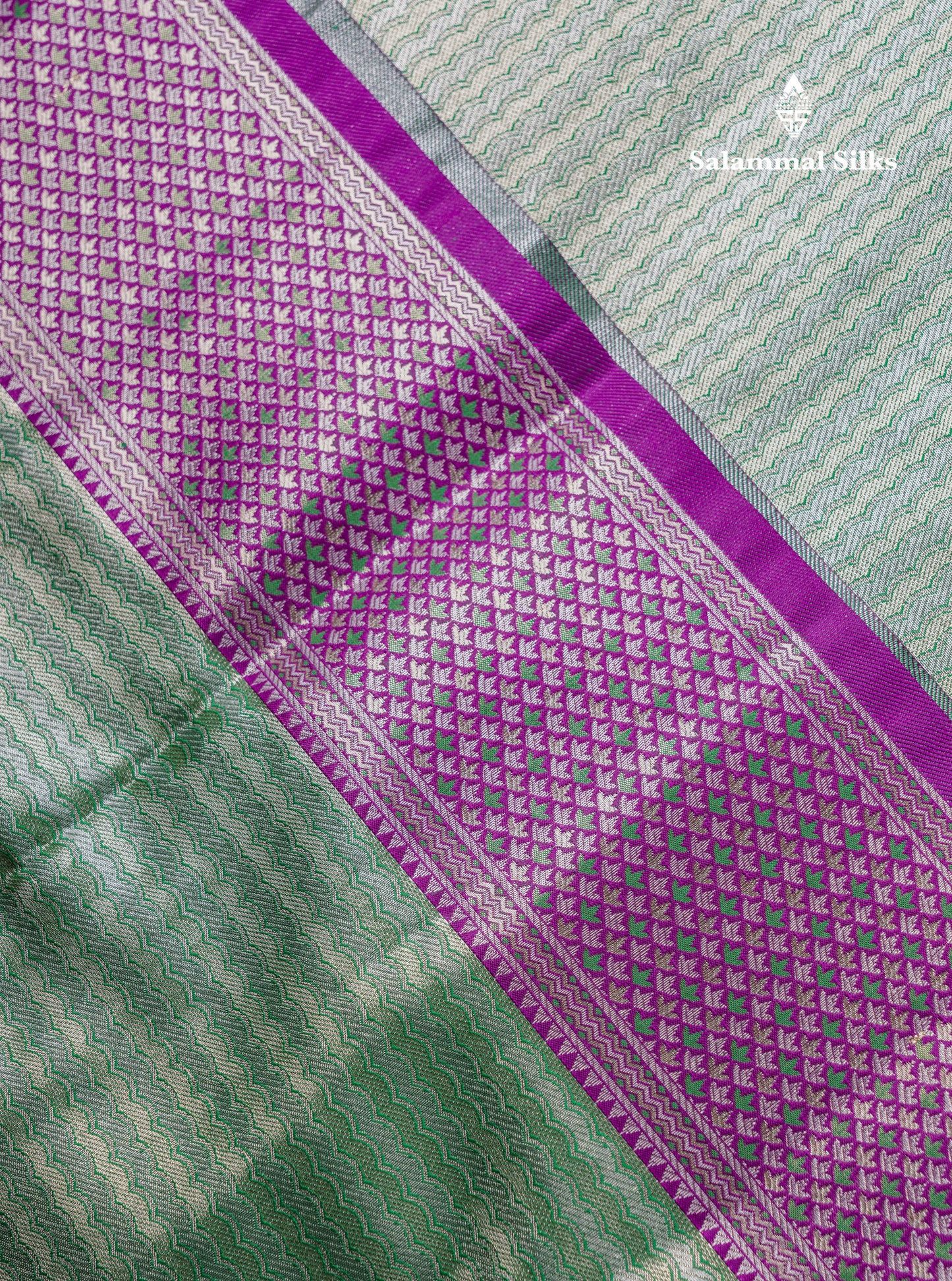 Beautiful Light Green Tissue Silk Mix Saree With Contrast Vadamalli Traditional Pallaku Evening Morning Border