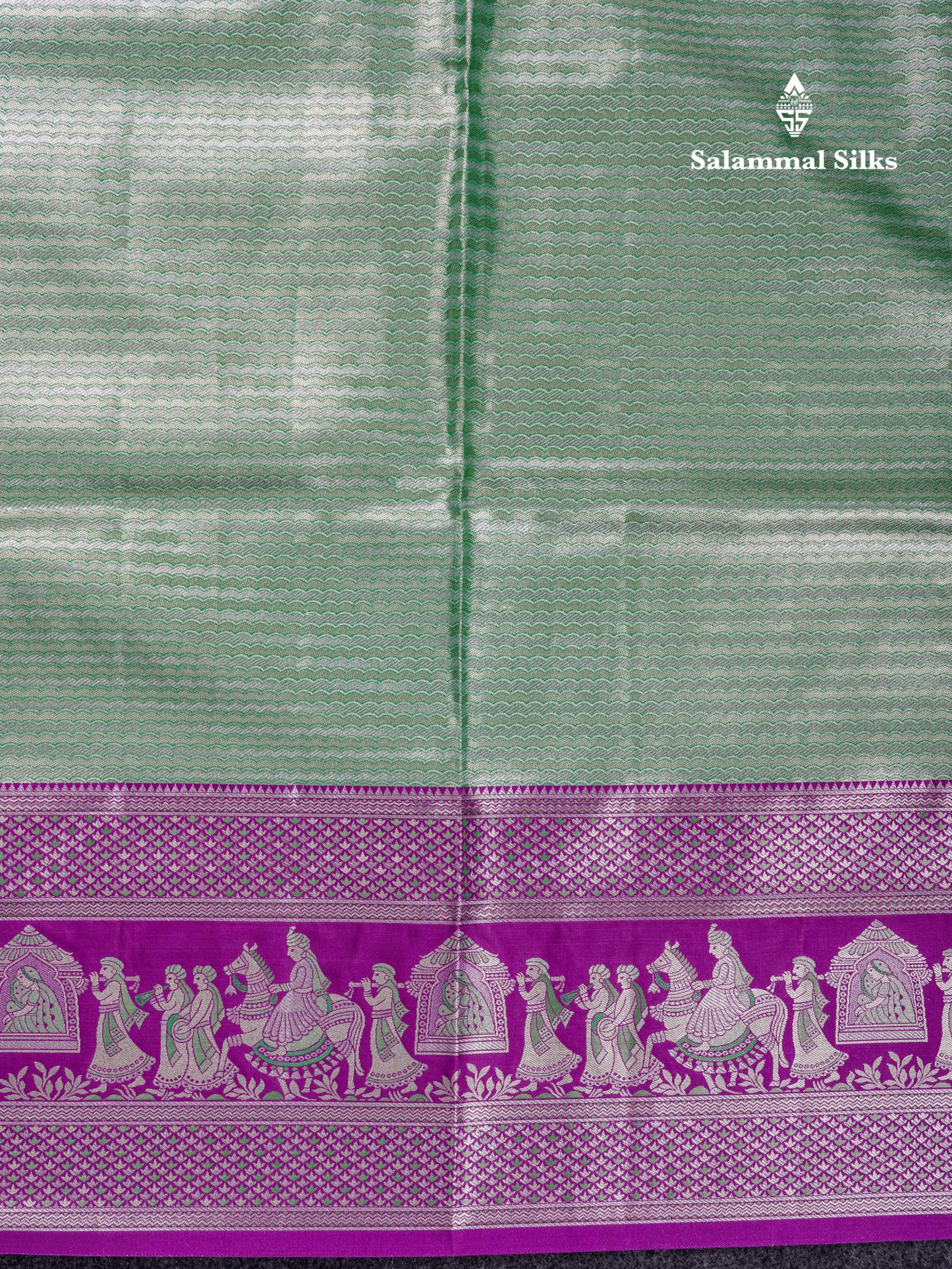 Beautiful Light Green Tissue Silk Mix Saree With Contrast Vadamalli Traditional Pallaku Evening Morning Border