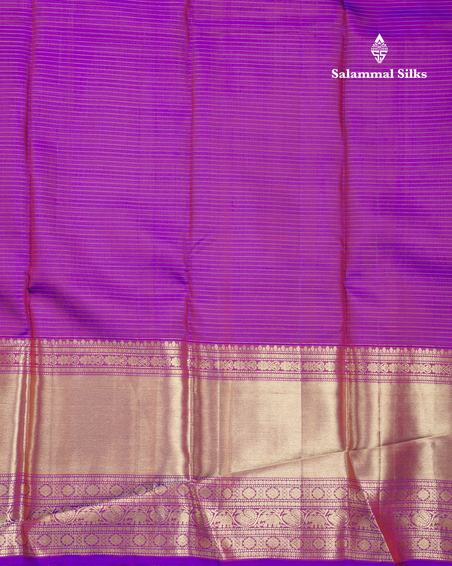 Magenta Vairaoosi Lines And Buttas Beautiful Pure Kanjivaram Silk Saree With Violet Evening Morning Border