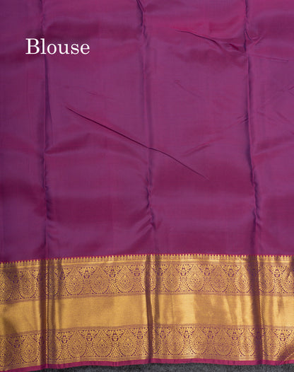 Peacock Green Pure Silk Mix Saree With Contrast Magenta Border