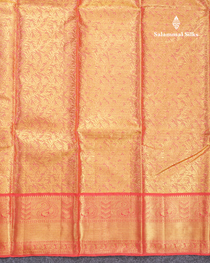 Magenta Pink Beautiful Gold Zari Jacquard Grand Bridal Pure Kanjivaram Silk Saree With Red Border