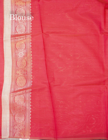 Elegant Cream Sandal Cotton Mix Saree With Contrast Pinkish Red Fancy Border