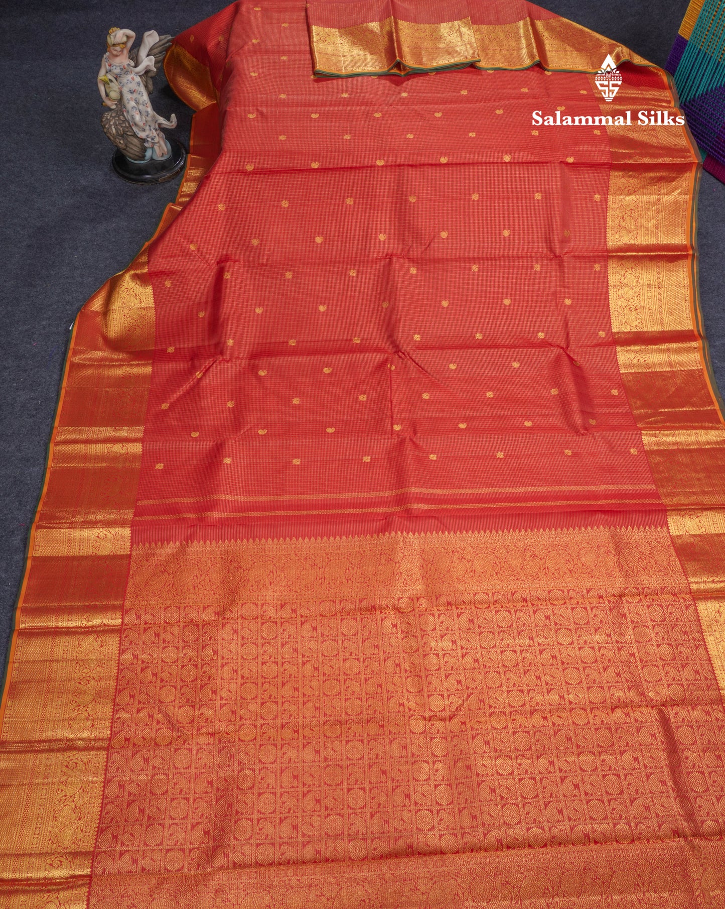 Maroon Beautiful Traditional Vairaoosi Checks Pure Kanjivaram Silk Saree With Self Border