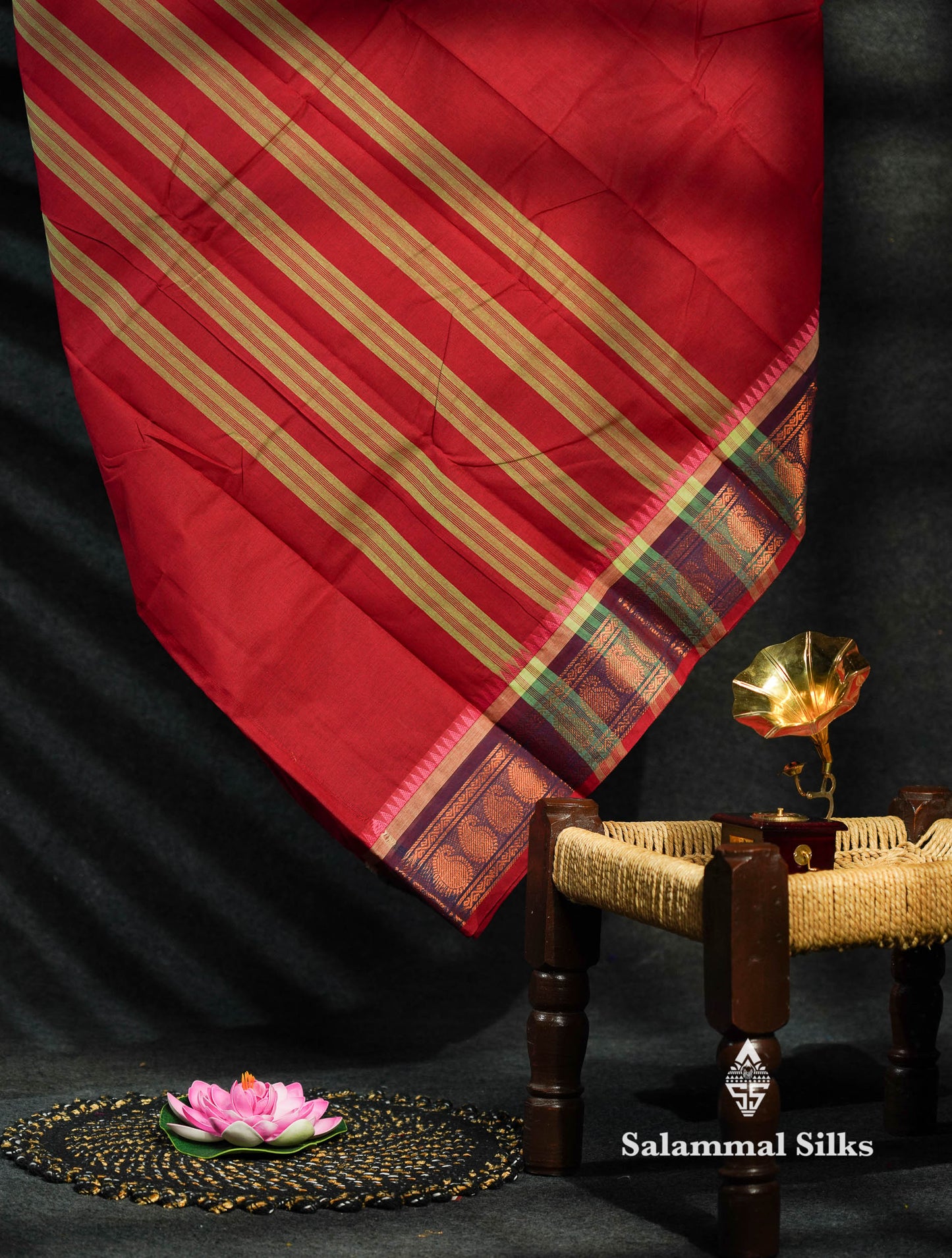 Beautiful Maroon Chettinad Plain Pure Cotton Saree With Violet Border