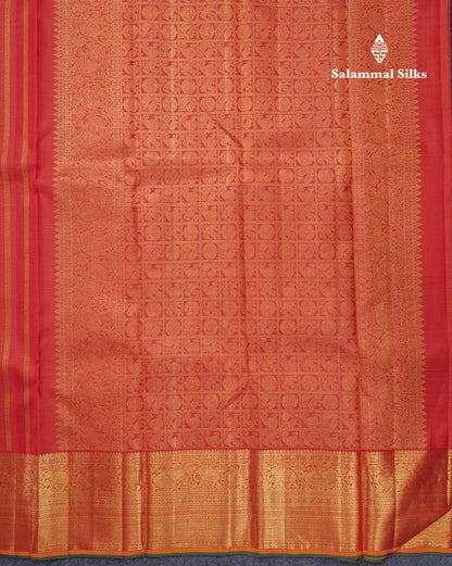Maroon Beautiful Traditional Vairaoosi Checks Pure Kanjivaram Silk Saree With Self Border