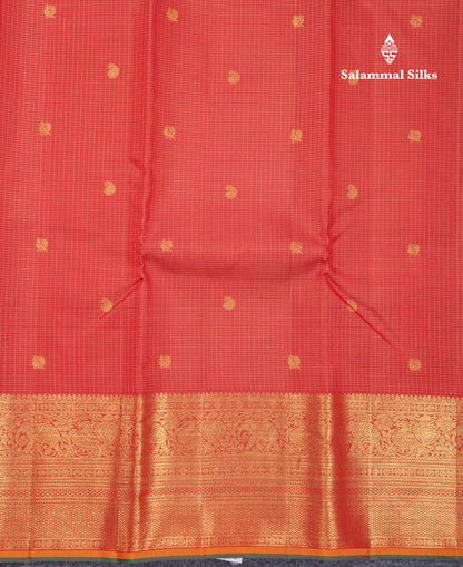 Maroon Beautiful Traditional Vairaoosi Checks Pure Kanjivaram Silk Saree With Self Border