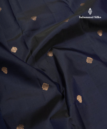 Navy Blue Pure Silk Mix Saree With Contrast Pinkish Red Border