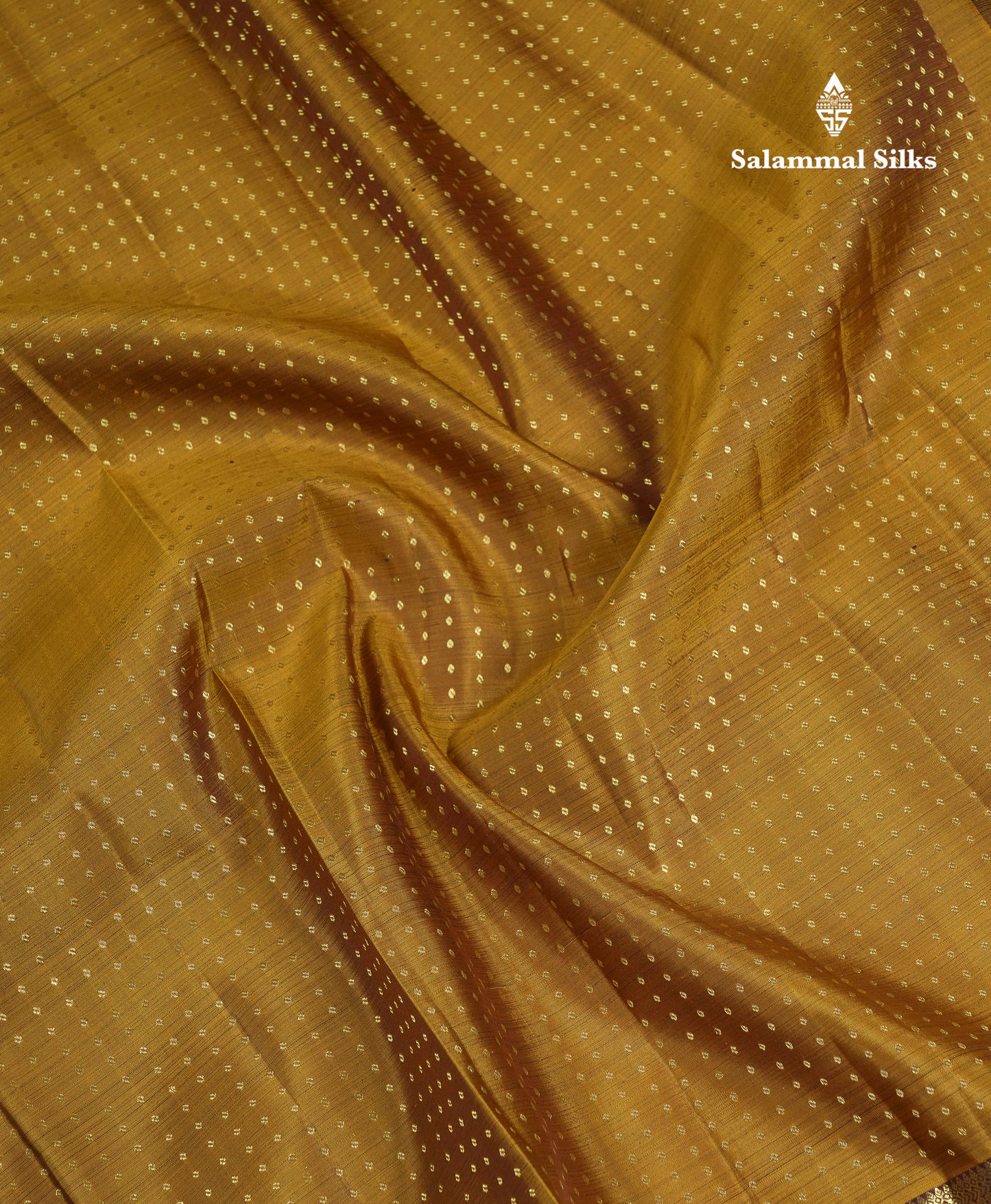 Beautiful Olive Mustard Yellow Pure Kanjivaram Silk Saree With Contrast Dark Brown Tradiional Evening Morning Border