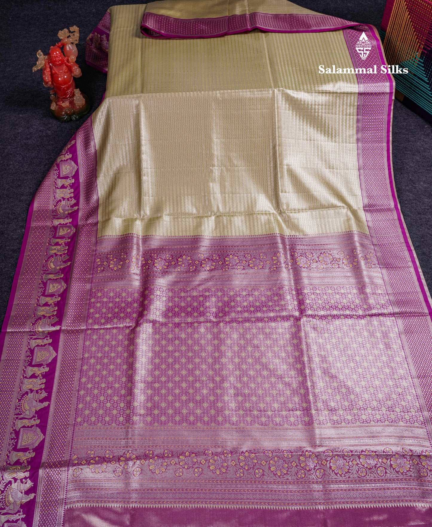 Beautiful Light Green Tissue Silk Mix Saree With Contrast Vadamalli Traditional Pallaku Evening Morning Border