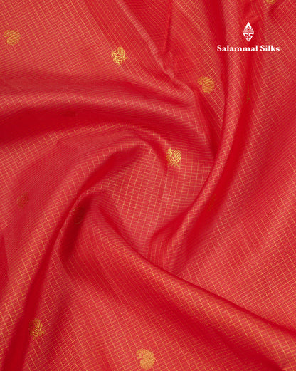 Maroon Beautiful Traditional Vairaoosi Checks Pure Kanjivaram Silk Saree With Self Border