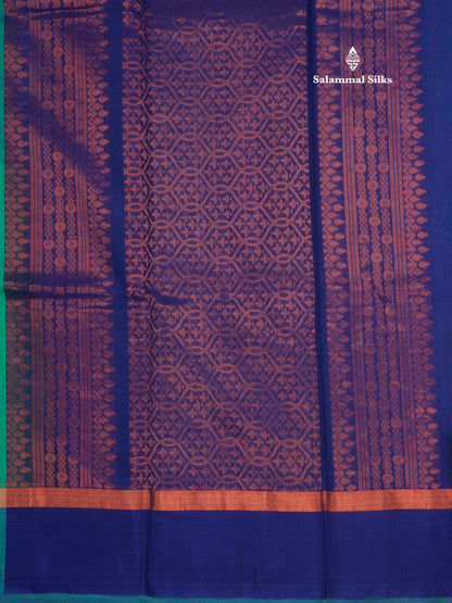 Sapphire Green Beautiful SICO Cotton Saree With Rama Blue Border